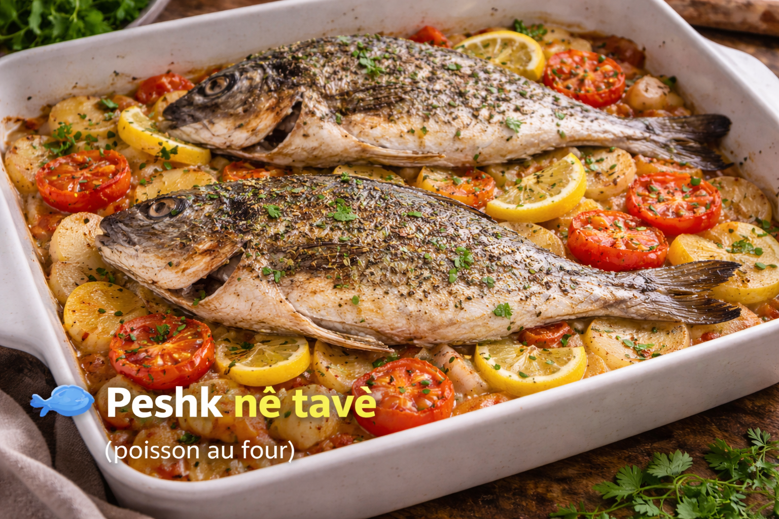 Peshk në tavë (poisson au four)