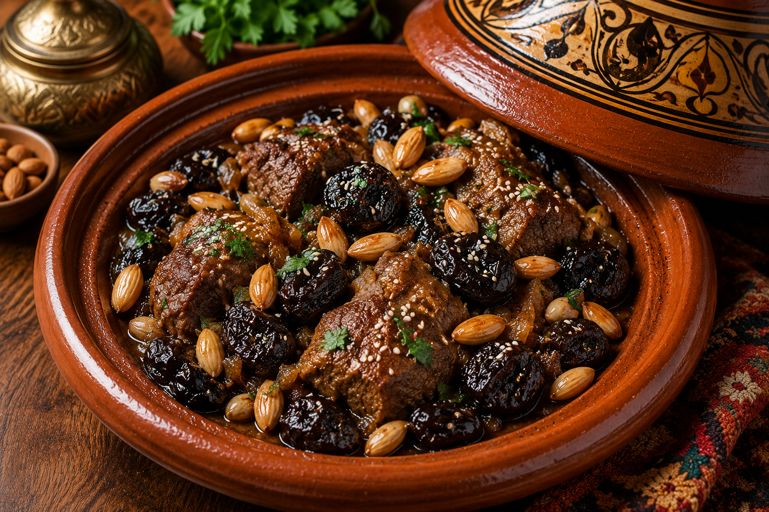 Tajine de bœuf aux pruneaux et amandes