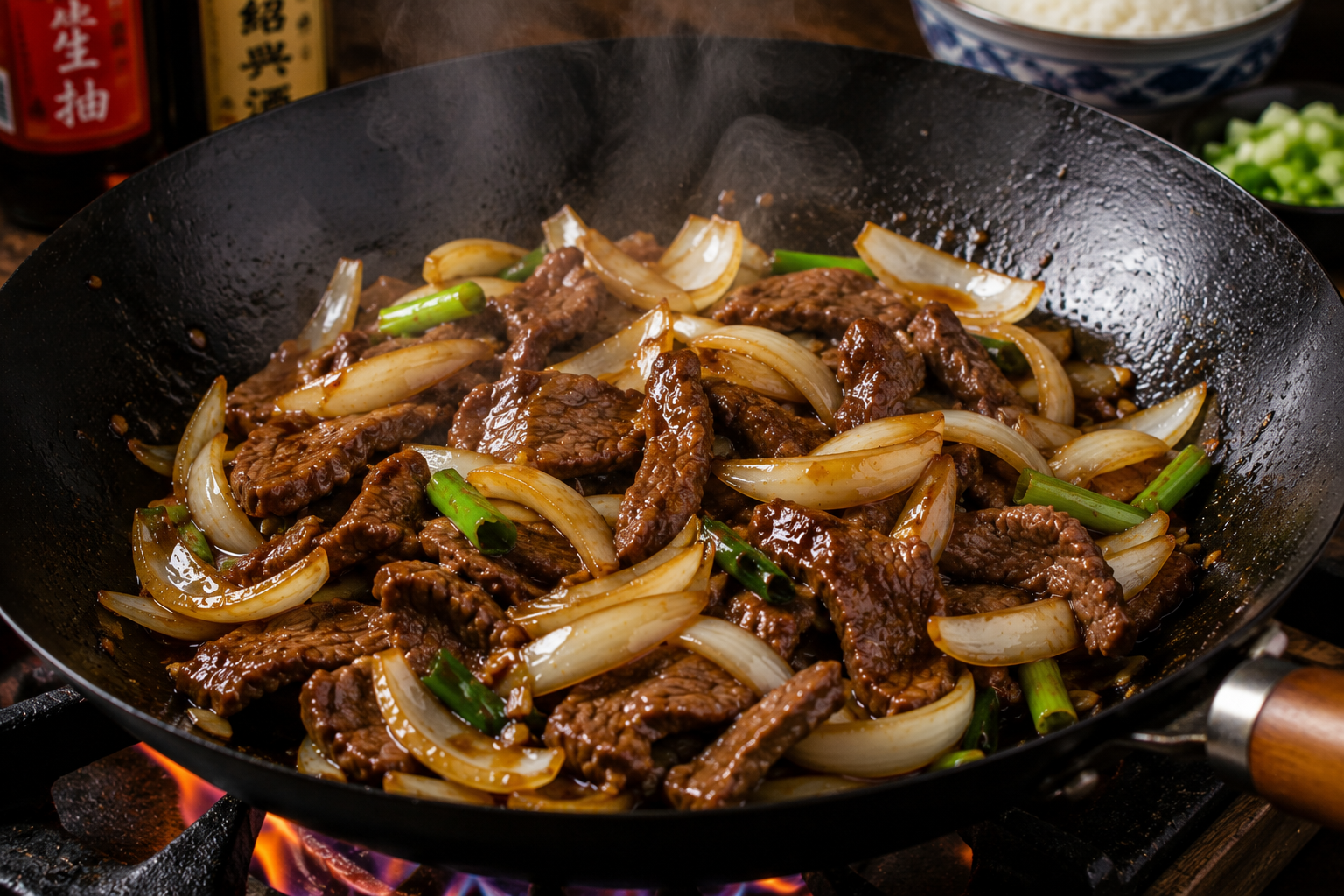 Bœuf sauté aux oignons